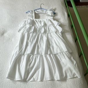 Wiggy Kit tiered white cotton dress with ruffle straps, size Medium